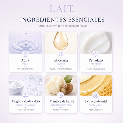 LAIT. - Crema Hidratante para la Eliminación del Vello Facial para Mujeres, Aceite Suave de Afeitado, 30g